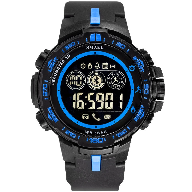 Khaki Bluetooth Sports Electronic Watch Men's Outdoor Step Counter Digital Watch Waterproof 50m