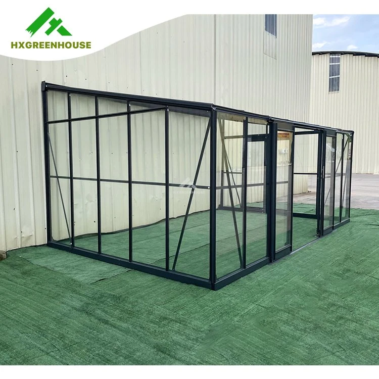 Última forma Hexagon de aluminio Perfil + vidrio templado de lujo invernadero Caminata de agricultura de bajo costo en Hothouse