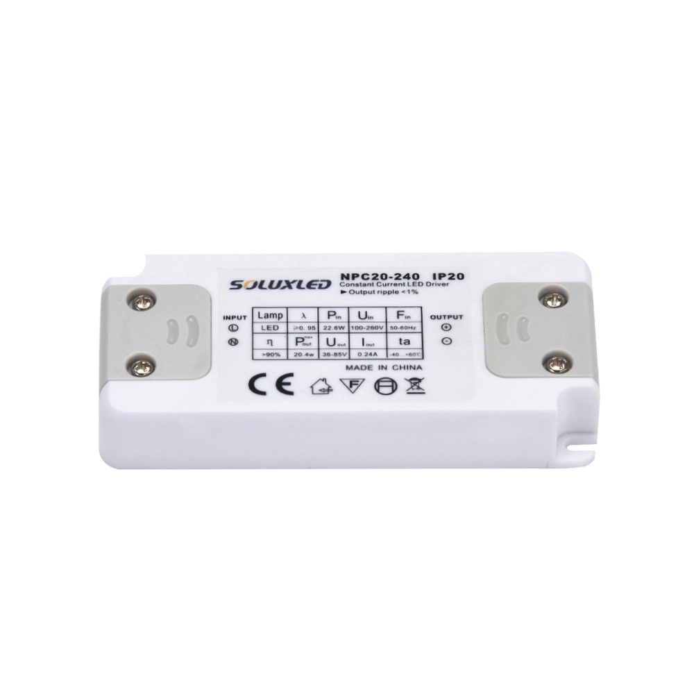 Controlador LED ultrafino 20W 36-84VDC 240mA sin alimentación de parpadeo Suministro IP20