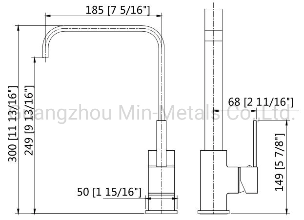 Brass Kitchen Faucet Sink Mixer Square Style Hj-82h08c