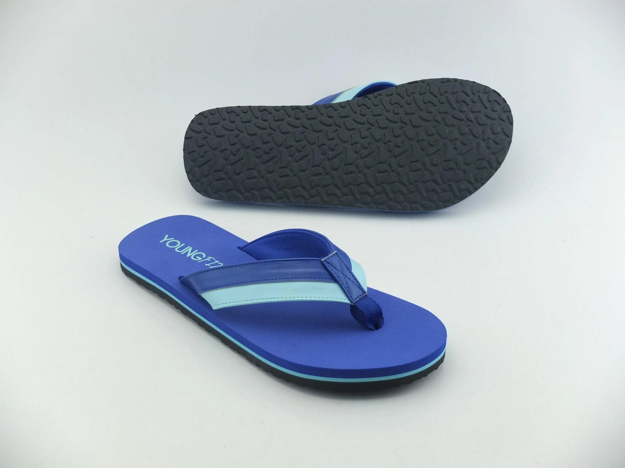 Chinelo listrado de PU para homens, confortável e leve.