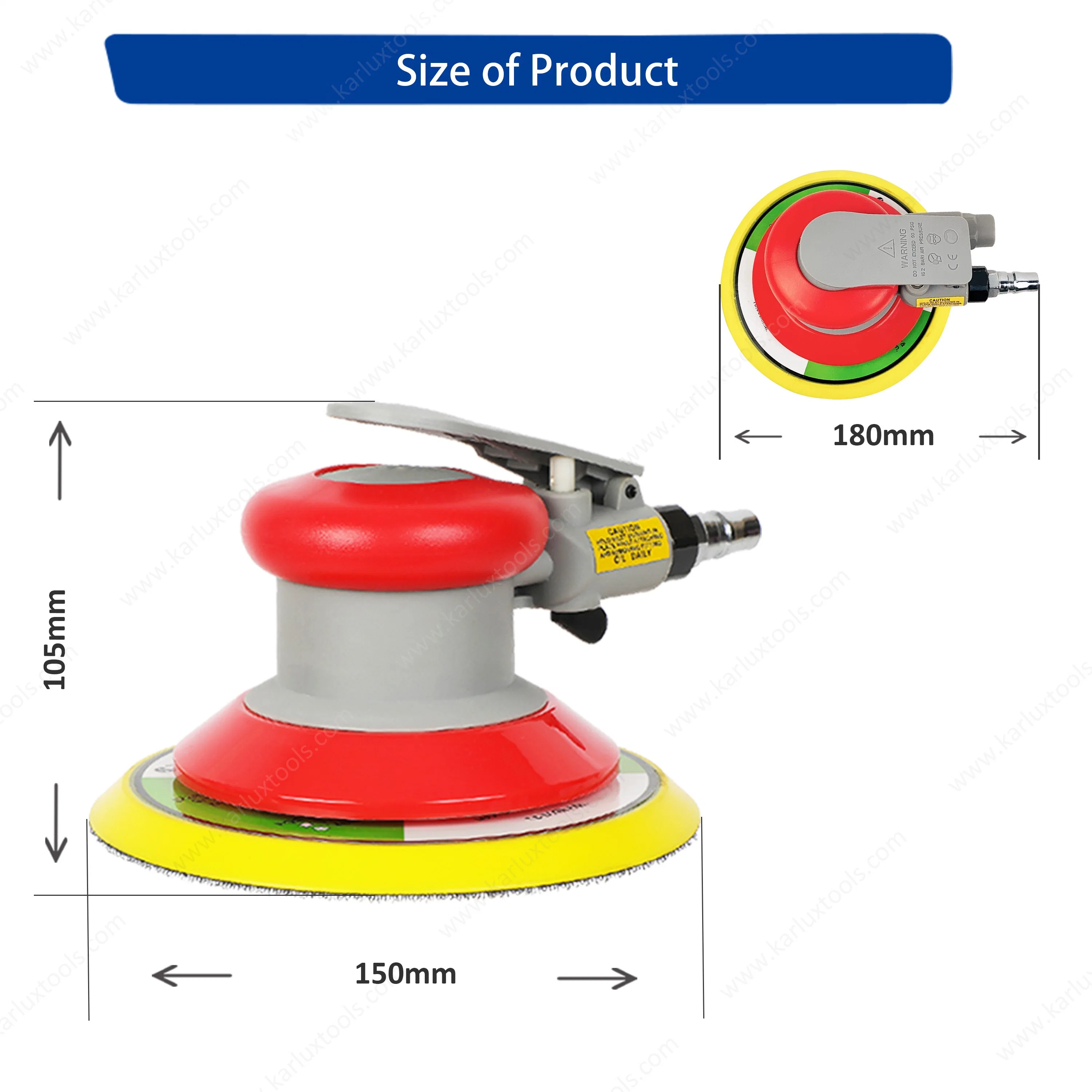 6 Inch Non-Vacuum Pneumatic Tool Air Polisher Air Random Orbital Sander