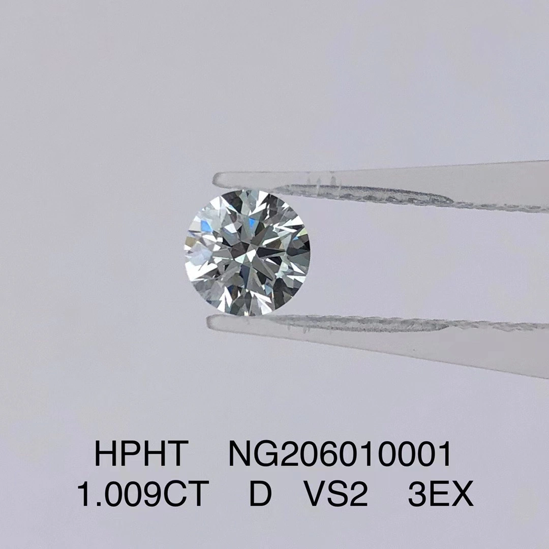 Messi Gems Stock de fábrica 1.009CT D VS2 3ex Hpht Round Laboratório Natural Loose Grown Diamond