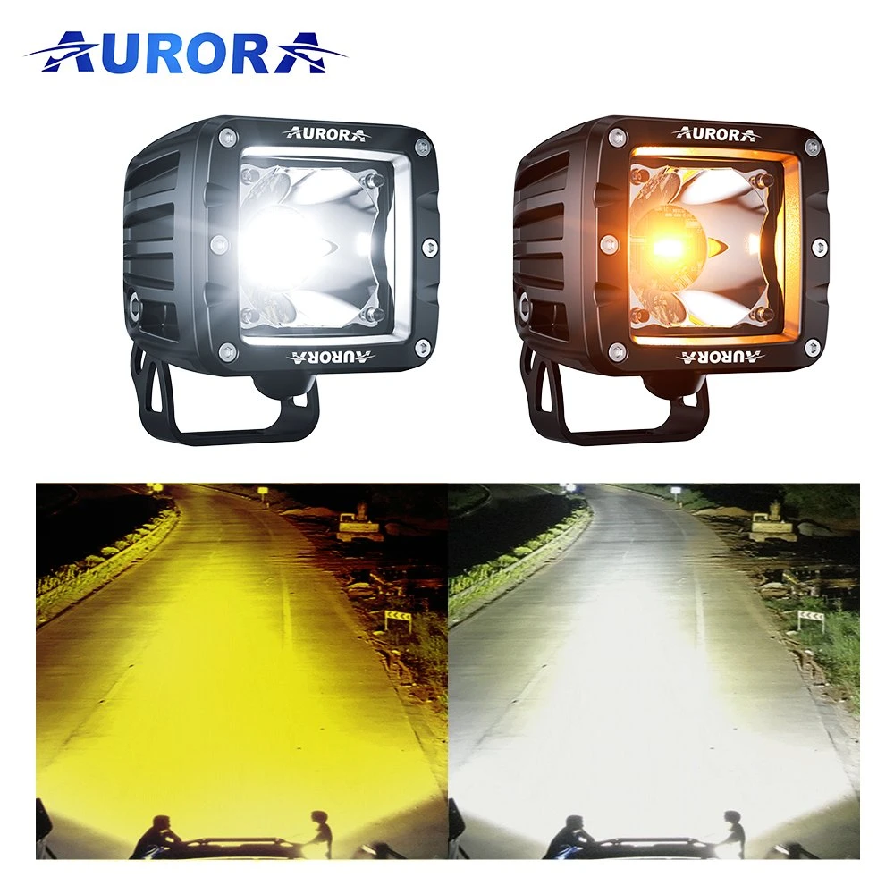 Светодиодный фонарь рабочего освещения Aurora 2" с двумя белыми/желтыми светодиодами Цвета