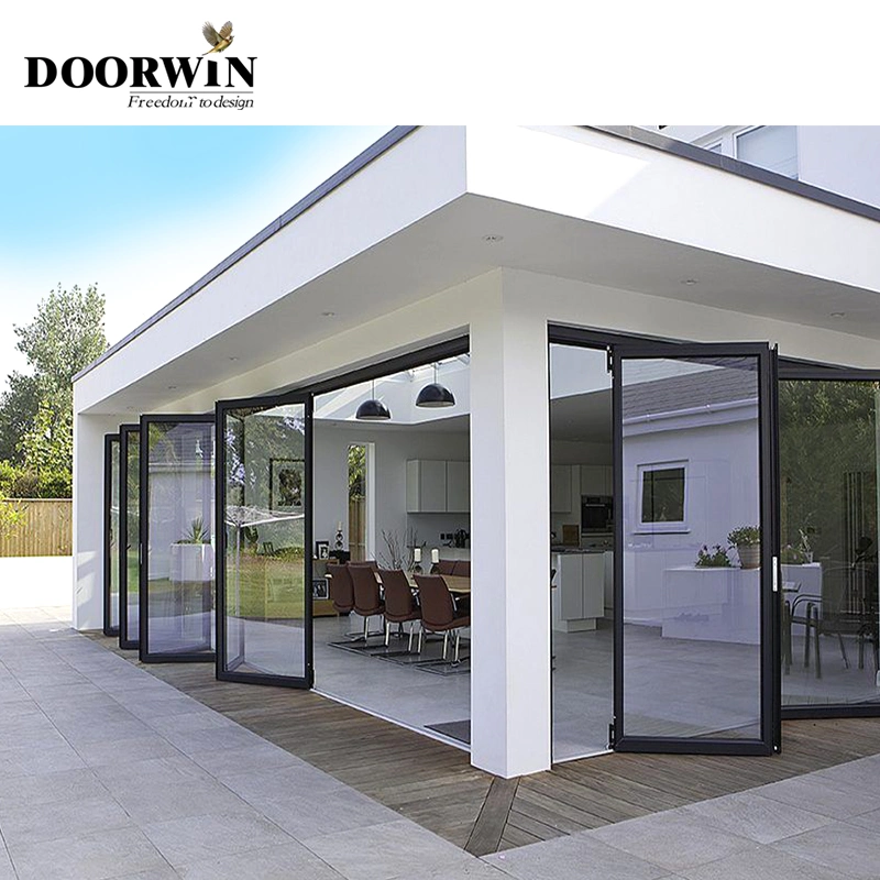 Doorwin Nfrc Nafs American Standard Modern German Hardware Customized Entry Storm Doors Thermal Break Aluminum Aluminium Metal Commercial Bi-Folding Door