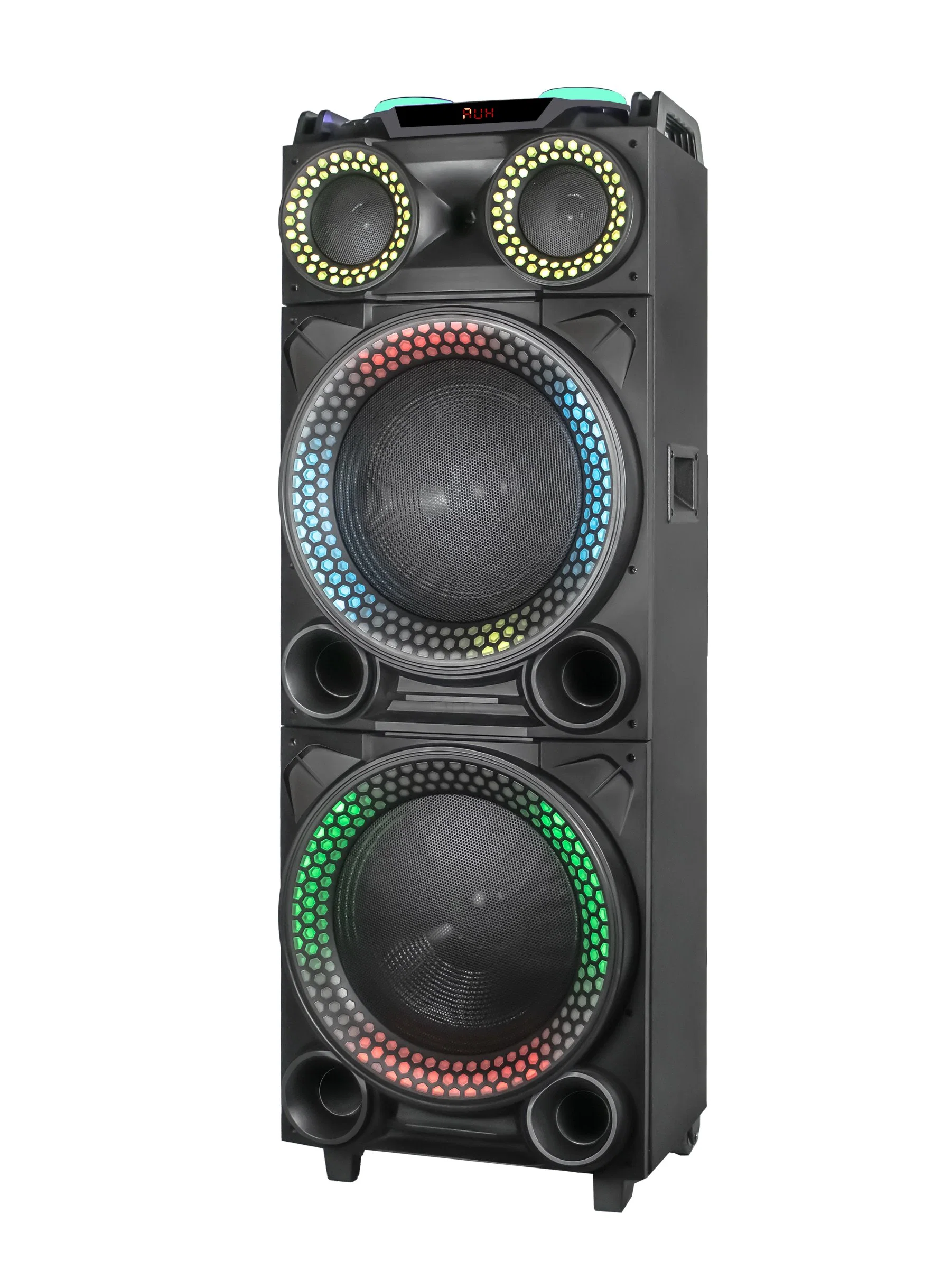 Coluna subwoofer dupla de 12 polegadas com LED rotativo e Bluetooth Party Altifalante