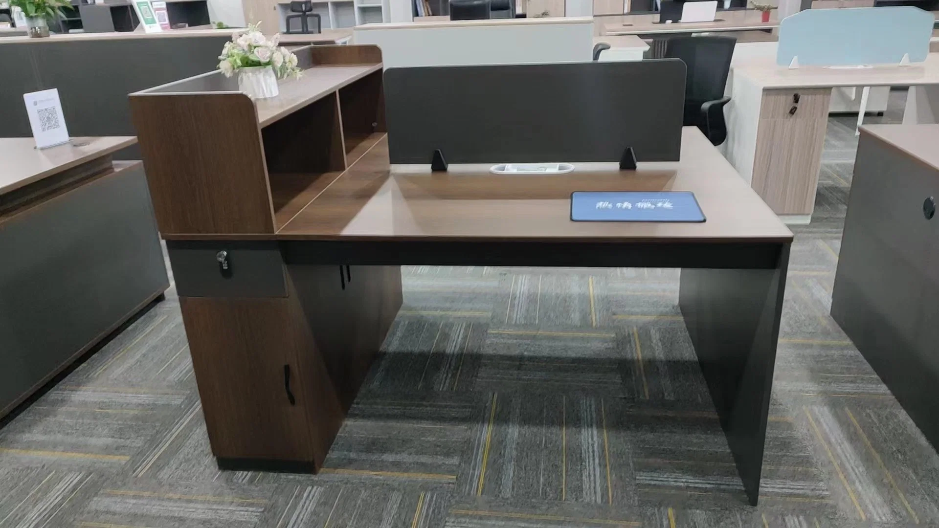 Simple 2 Person Office Tables Wooden 2 Seat Office Workstation Computer Desks