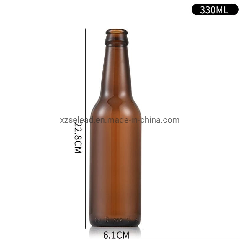 Amber Glass Beer Bottle Beverage Drinking Container with Crown Lid OEM 650ml