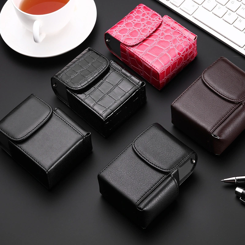 Ea223 Waterproof Cigarette Cases Lighter Protective Holder Stash PU Personalized 20 Flip Top Luxury Box Metal Portable Custom Brand Pink Leather Cigarette Case