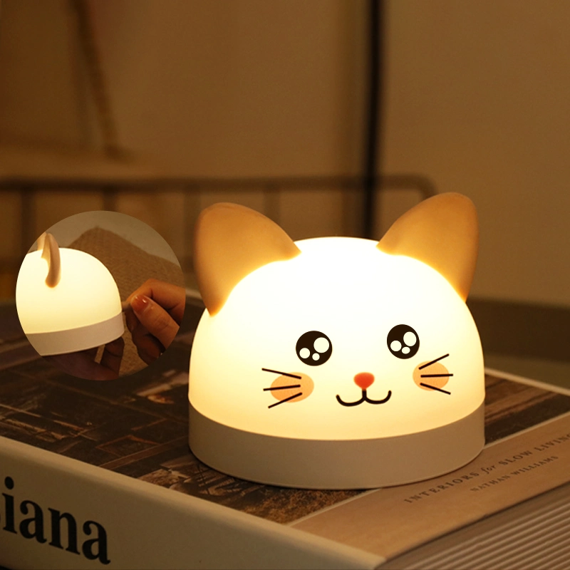 Cute Cat LED Silicone Night Light Alarm Clock with Remote Control