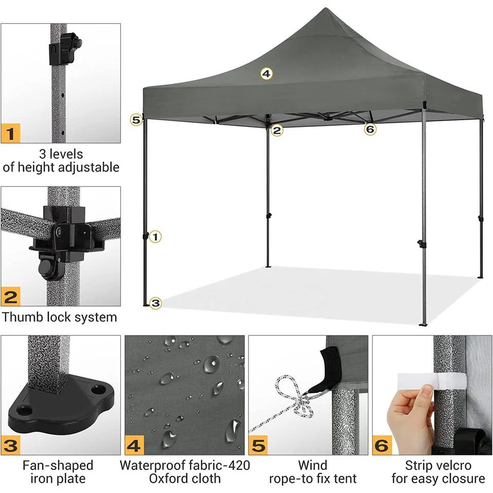 10X10 Pop up Canopy Tent Commercial Instant Canopies Heavy Duty Canopy Stable Tent Pop up Gazebo