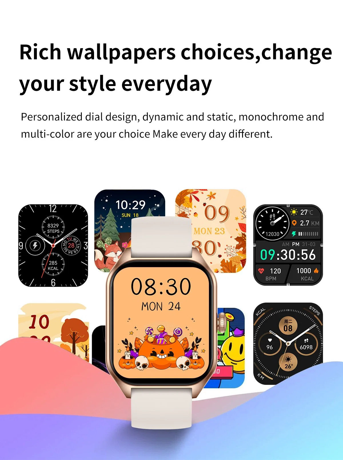 Contrôle de la musique Shake prendre des photos Trouvez la luminosité du Montre Smart Watch avec écran divisé pour téléphone portable avec encodeur