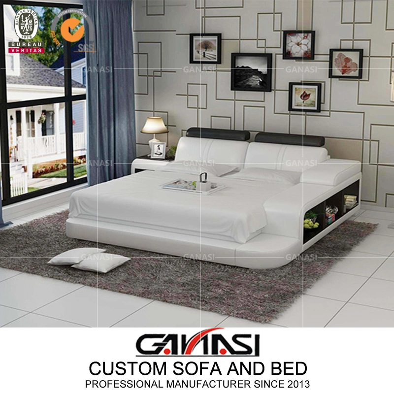 Muebles de estilo europeo de hotel King Size/Queen Size Leather Bed Sets Con soporte nocturno