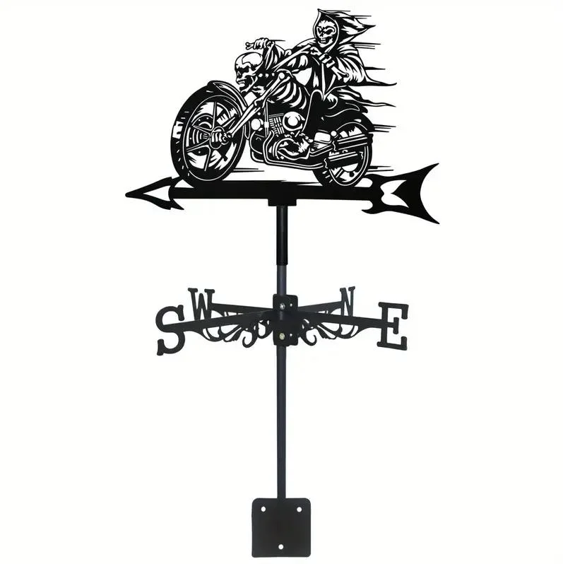 Skeleton Motorcyclist Halloween Knight Vane, Metal Skull Holiday Outdoor Decoration Yard Art Crafts, Suitable for Yard, Garden Decoration and Festival