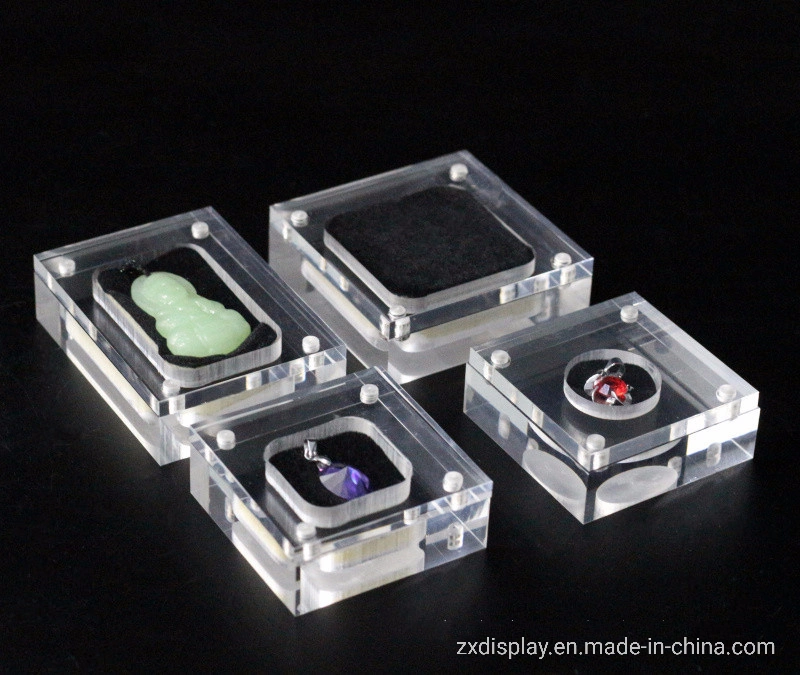 Upscale Clear Acrylic Loose Diamonds Gem Packaging Display Box with Foam Inside