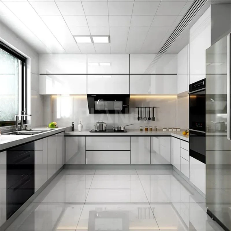 Estilo americano francés de diseño blanco de país completo de cocina con gabinetes modernos personalizados de paquete plano con Taverntine