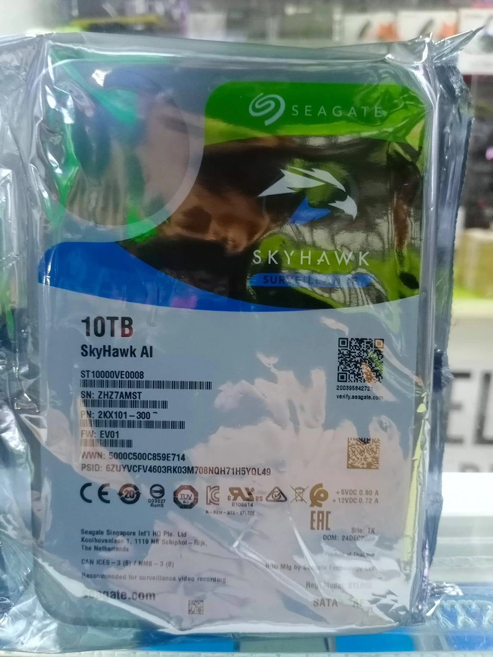 Seagate Skyhawk 10tb Hard Disk 7200rpm 256MB Cache SATA3 6GB/S Hard Drive (ST10000VE0008) SSD/HDD