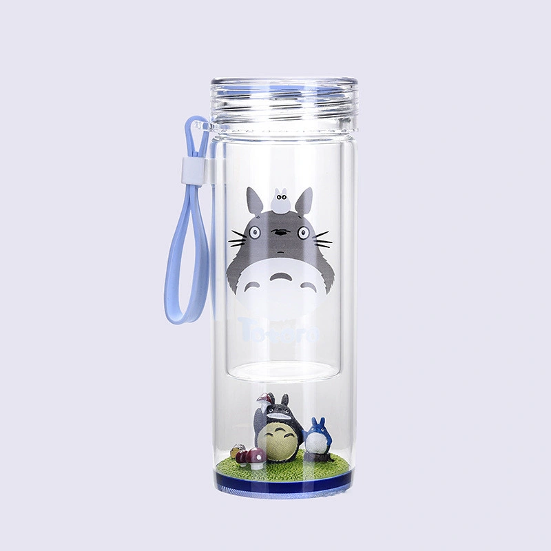 Double-Layer Glass Fashion Creative Water Glass Female Cute Bottom Micro Landscape Glass Bottle Custom