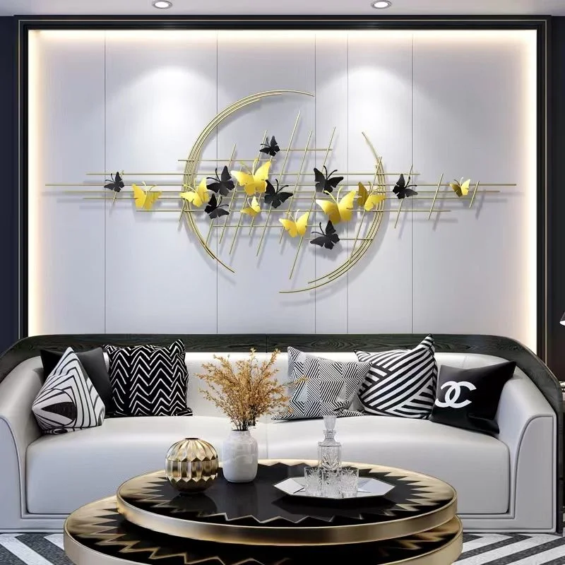 Diseño de mariposa la luz de la pared de lujo DECORACIÓN Decoración de pared de metal colgante de pared de fondo sofá