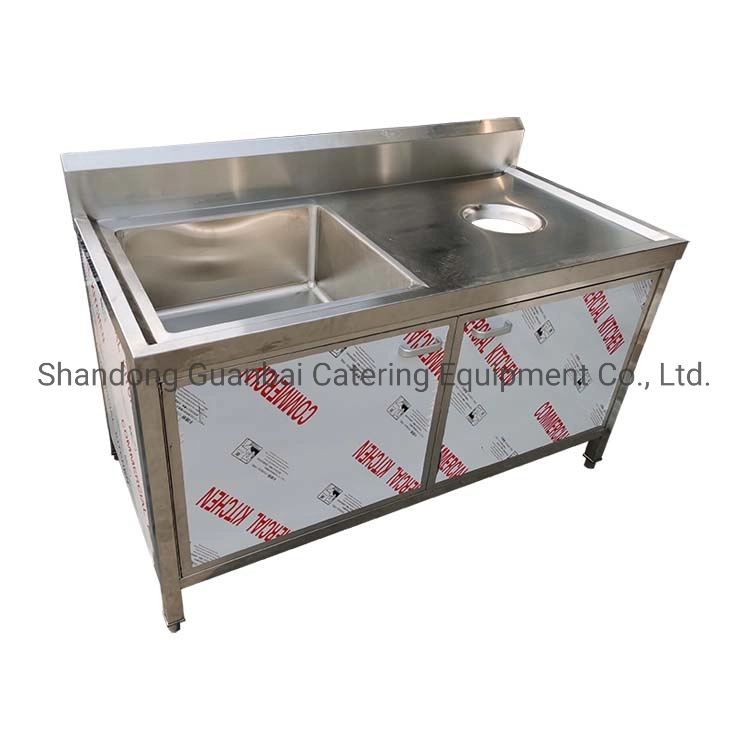 Factory Made Commercial Kitchen Sink Stainless Steel Sink Cabinet with Debris Hole for Hotel and Restaurant