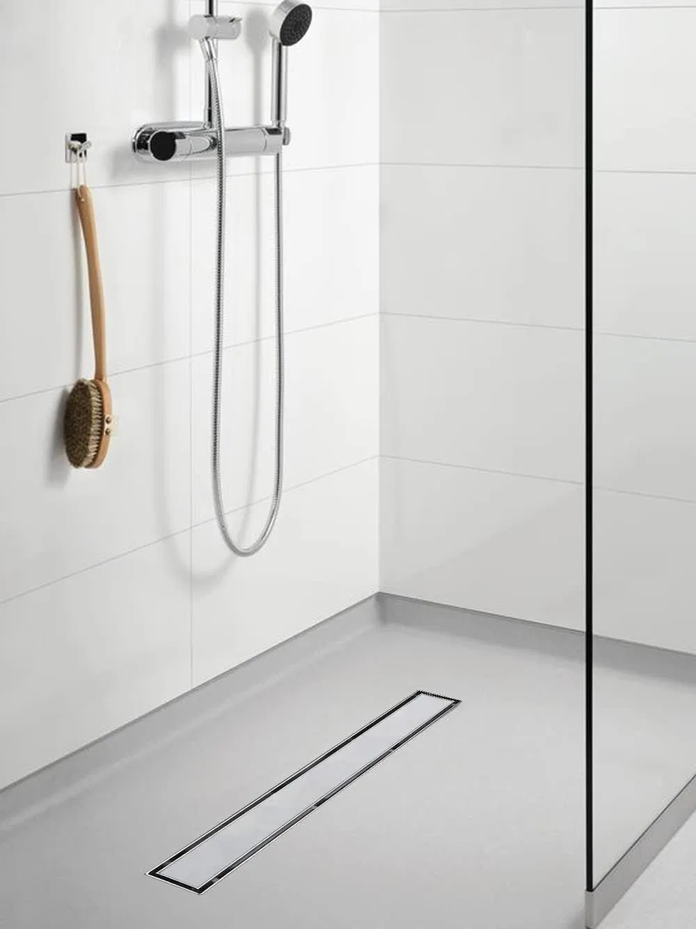 Linear Shower Floor Drain, 32 Inch Brushed Nickel 304 Stainless Steel Bathroom Drains