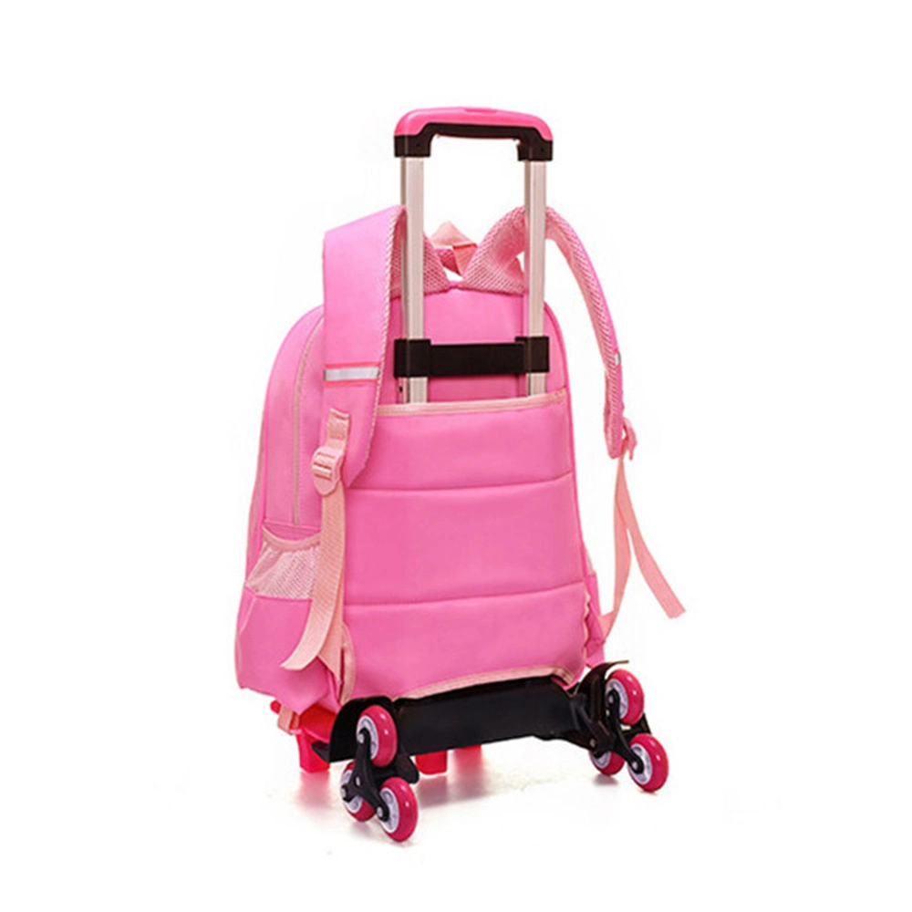 El patrón de dibujos animados de distribuidor de cabrito, las niñas con ruedas de rodadura Trolley Rosa Mochila escolar