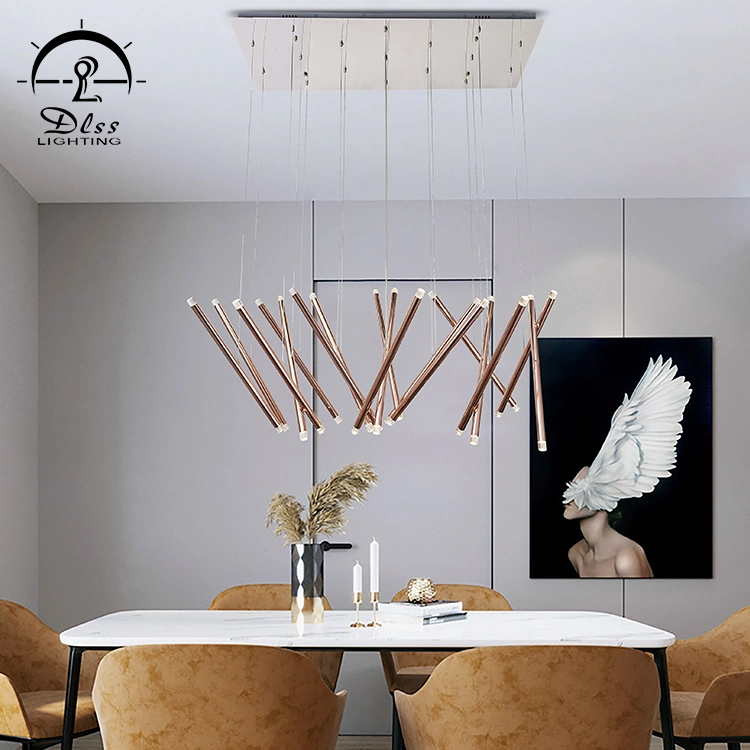 Modern LED Light Metal Chandelier Lighting Water Pipe Tube Pendant Lamp