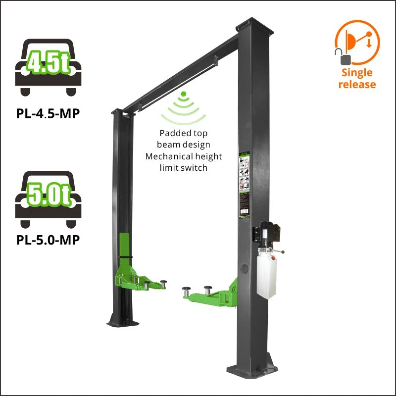 Puli coche levantar dos Post de 5 toneladas de coche pesado vehículo suelo claro de elevación para talleres elevador Pl-5.0-MP