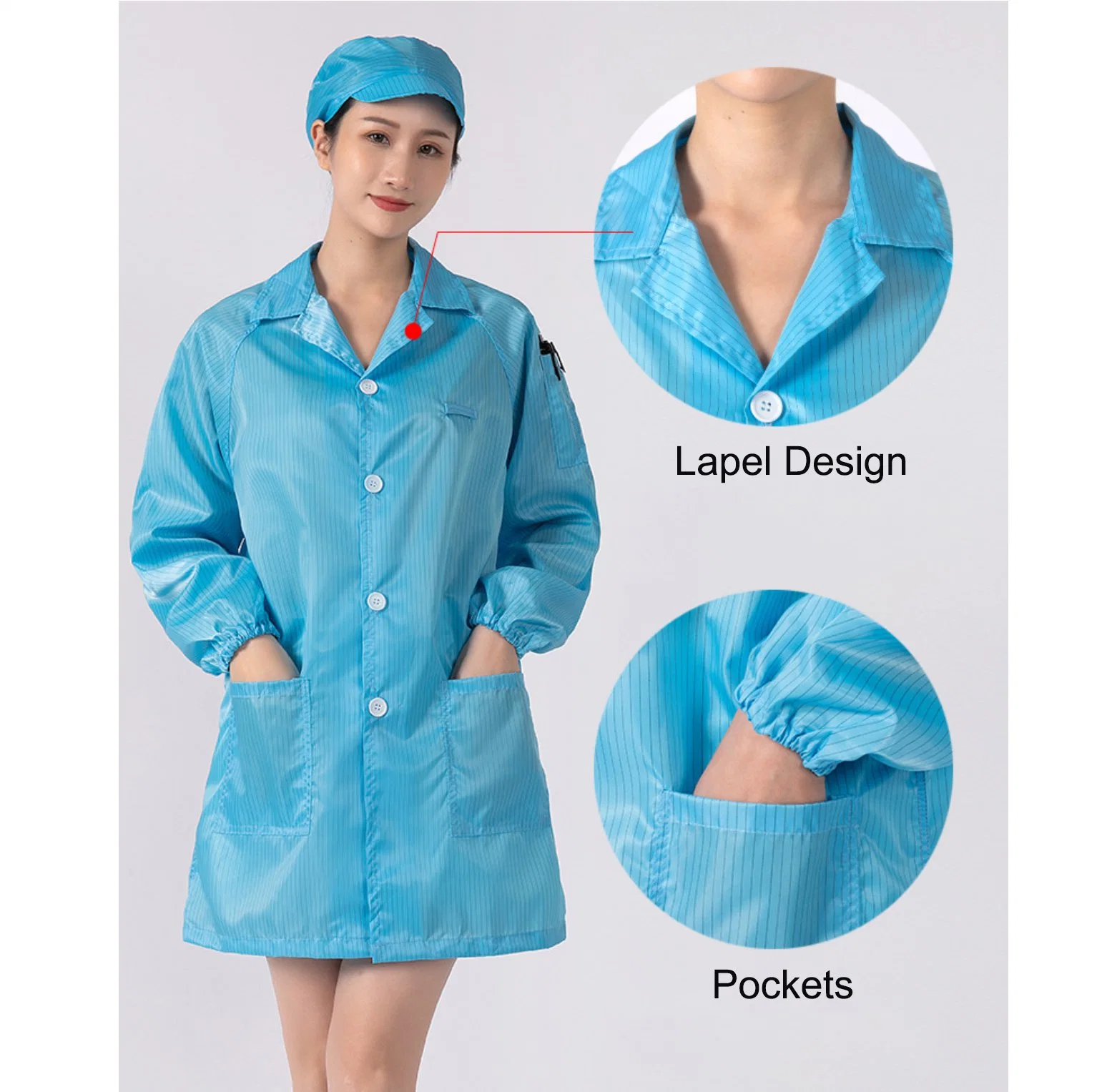 Clean-Room Antistatic Clothes ESD Polyester Garment