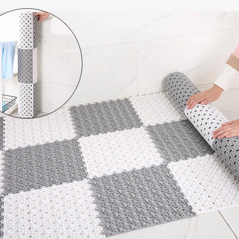 PVC Non-Slip Floor Tiles Stitching Multifunctional Mat with Massage Drainage Holes