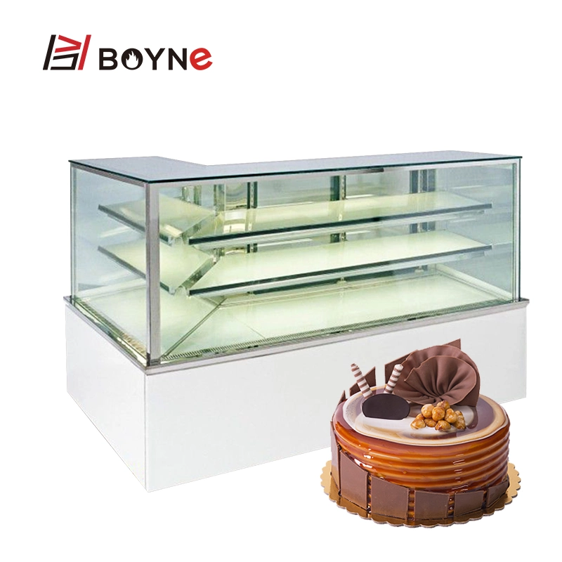 Commercial Bakery Shop L Shape Cake Chiller Showcase Refrigeration