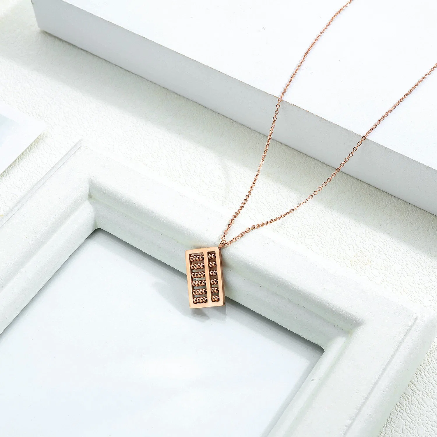 Fashion Creative Abacus Titanium Steel Pendant Necklace Jewelry