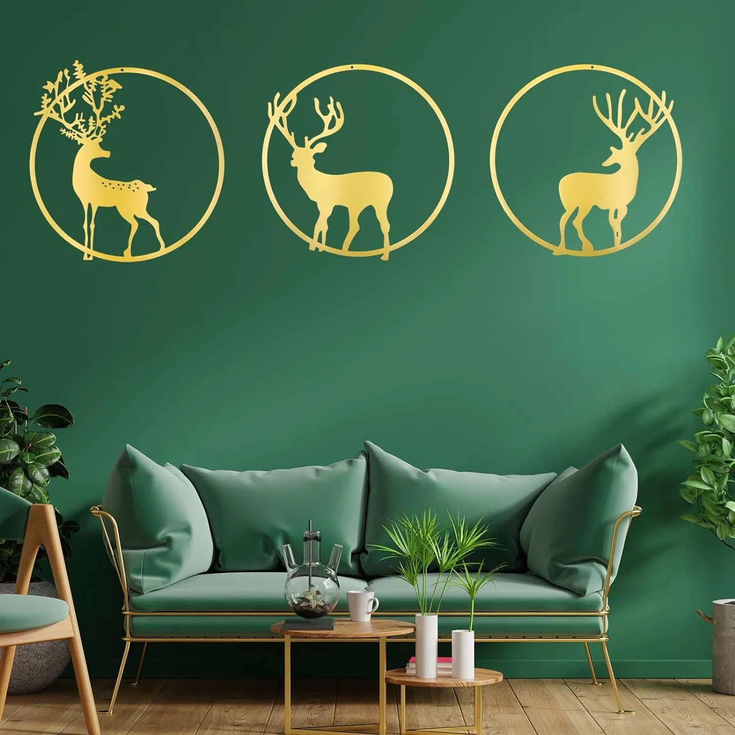 3 Pieces Minimalist Abstract Deer Modern Line Drawing Wall Art Decor