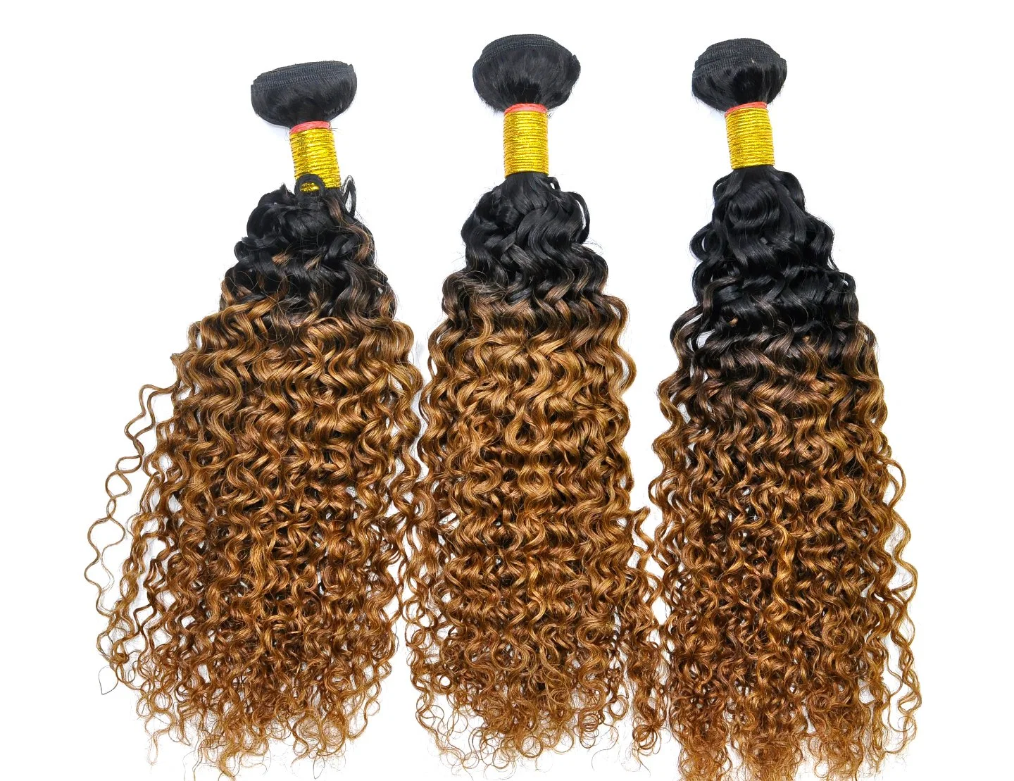 Brazilian Ombre Remy Human Hair Weft at Wholesale/Supplier Price with SGS Approved (Curly #1b/30)