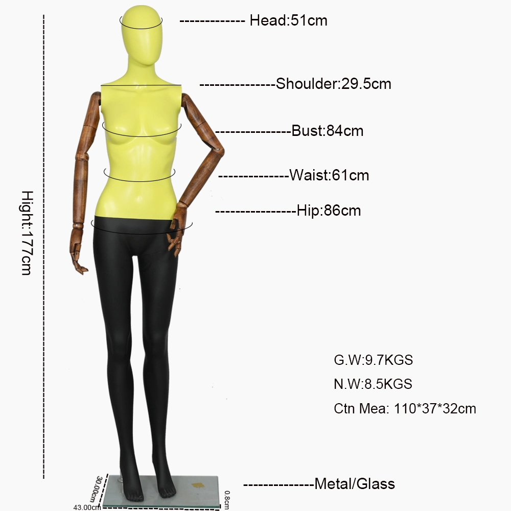 Half Body männlich/weiblich Display Mannequin mit hölzernen Armen