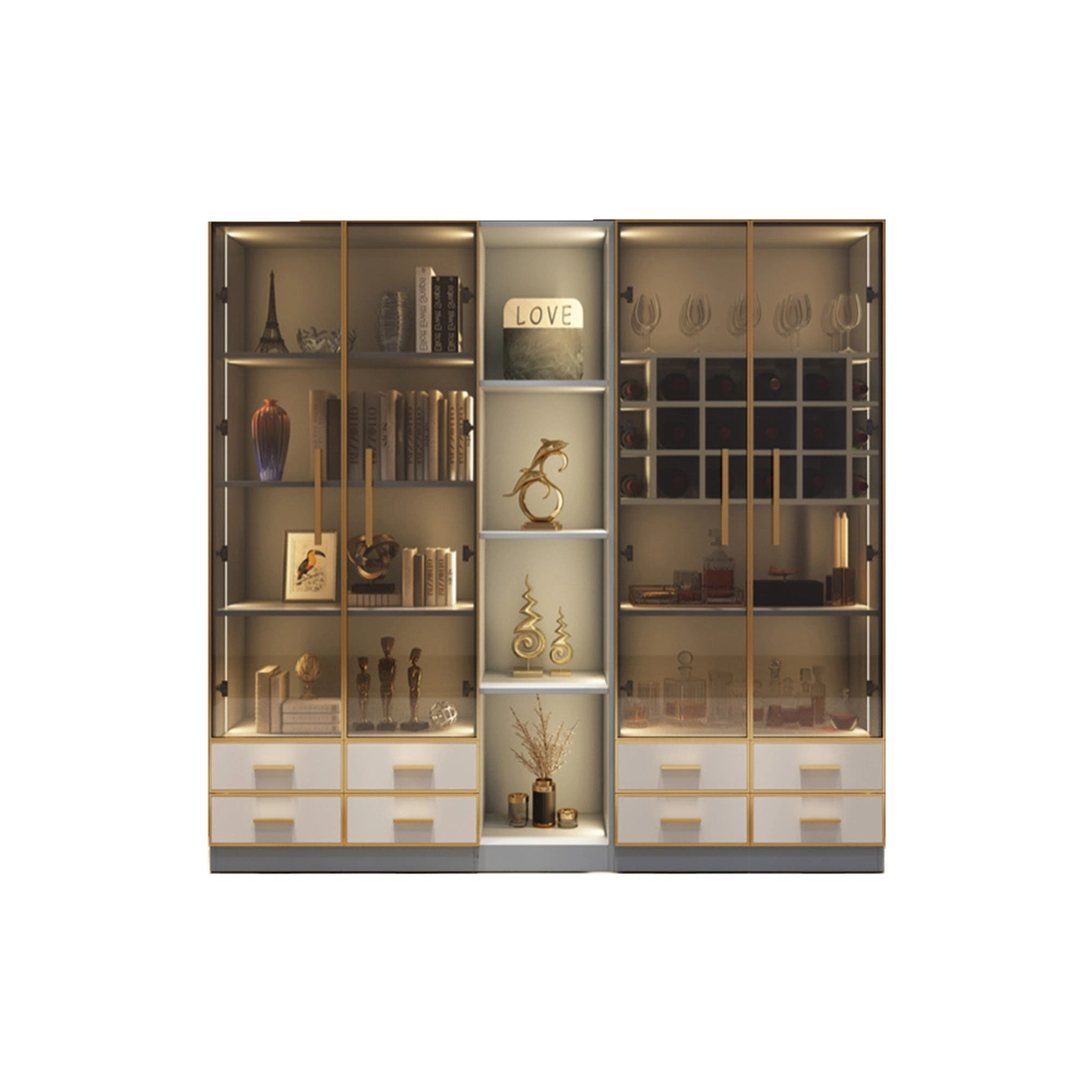 Customized Wine Wall Display Racks Storage Counter Rack Wooden Wine Bar Cabinet