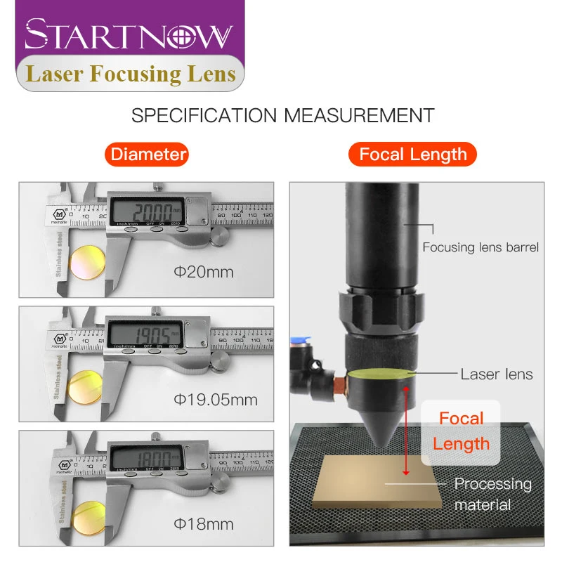 Startnow Objectif de lentille de focalisation en verre Znse CVD Infrarouge USA Dia 18 19.05mm 20 FL 38.1 50.8 63.5 76.2 101.6 1.5"-5" Lentille de focalisation laser CO2