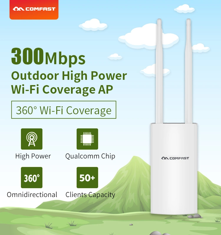 CF-Ew71 inalámbrico de alta potencia 300Mbps en el exterior de 48V Repetidor WiFi Ap o router inalámbrico de Poe para jardín