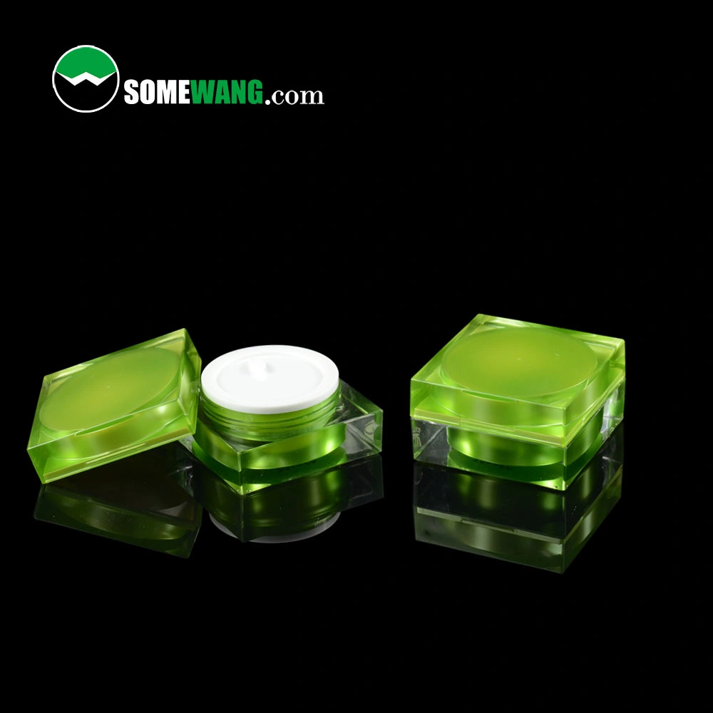 Wholeasle Luxury Acrylic Jar Square Cosmetic Skincare Cream Jar Customized Green Container