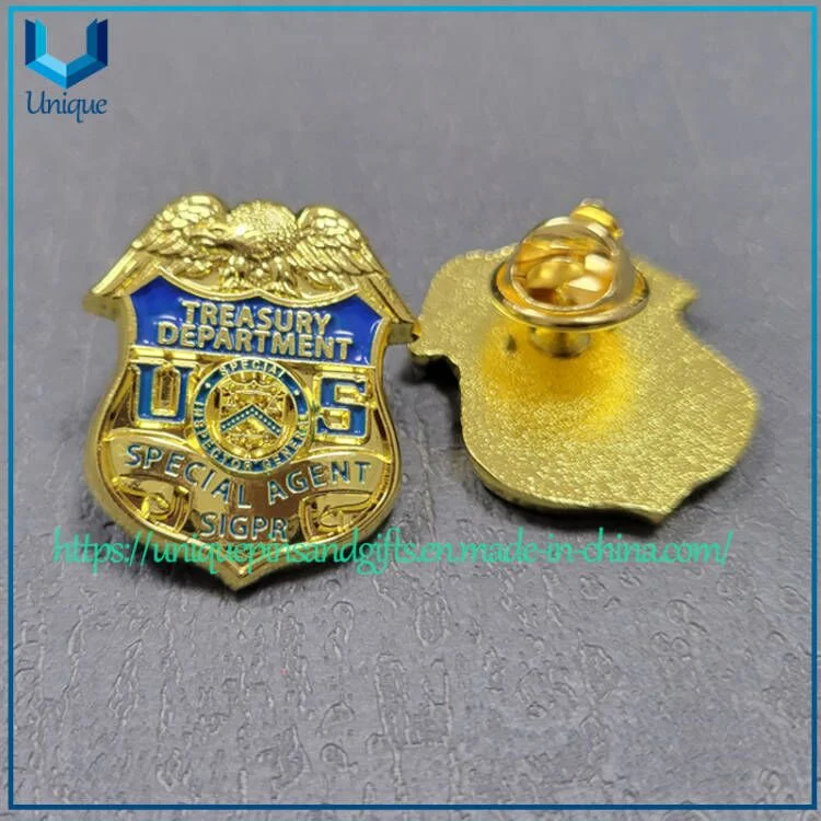 Custom Cyber Police 3D Gold Metal Brooch, Mini 1 Inch Height Police Lapel Pin