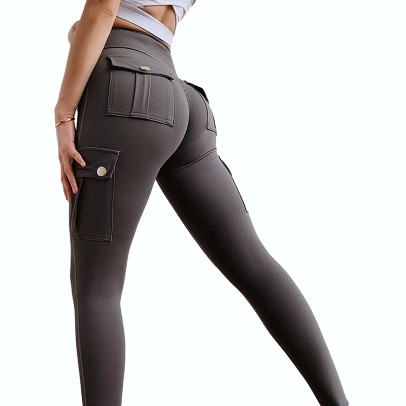 Altura da Cintura da ioga Pants com estilo moderno, Sport Perneiras para ginásio, Slim Fit Pocket Sweatpants para trabalhar no exterior e centro fitness