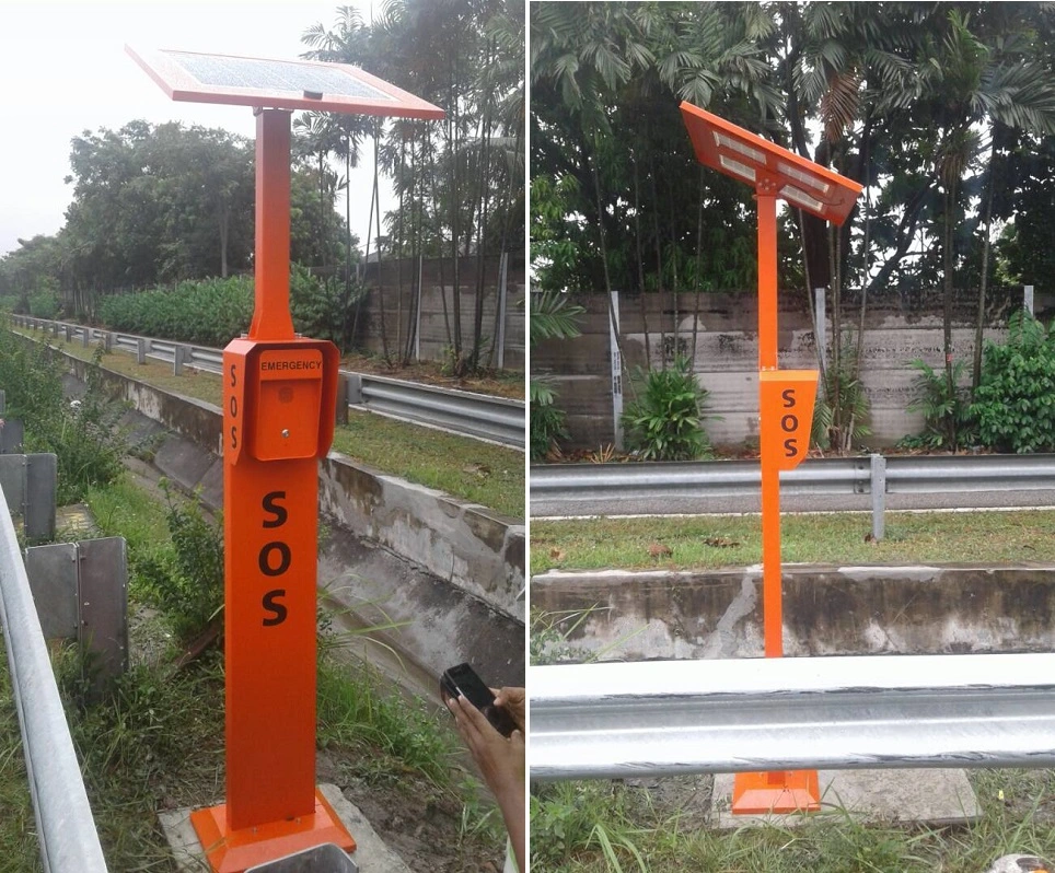 GSM/3G Roadside Sos Call Station, Handsfree Emergency Telephone Tower with Solar Panel & Battery