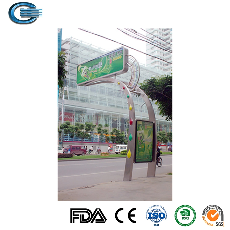 Huasheng Simple Design Metal Bus Stop Station with Lightbox