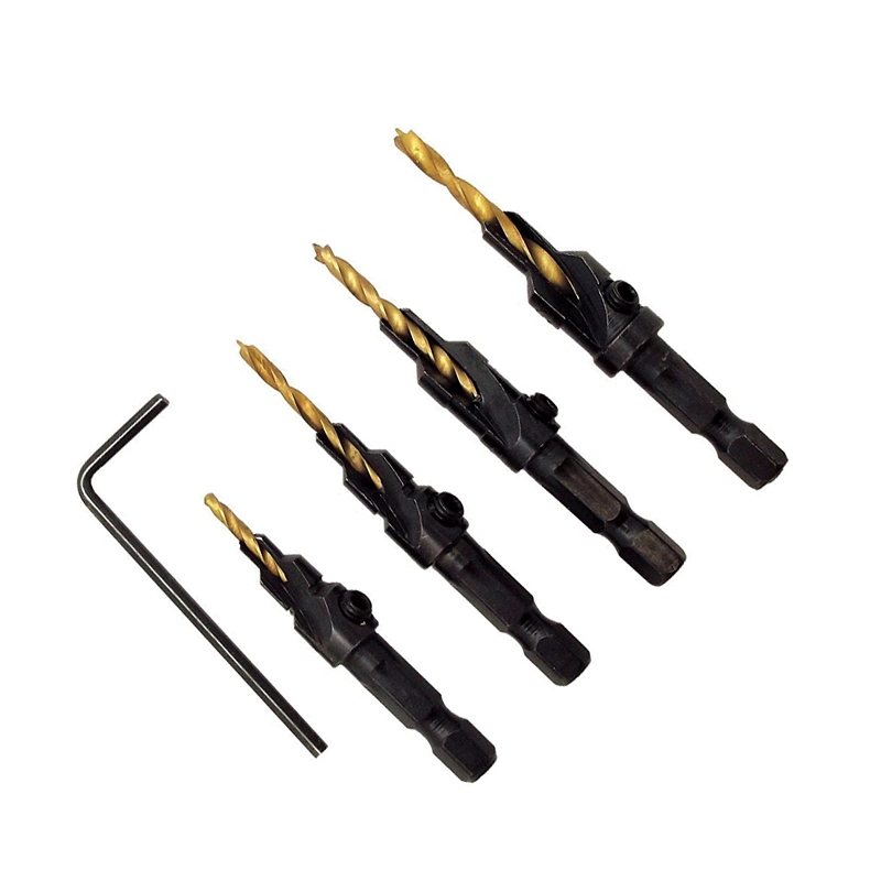 Hex Shank Tin-Coated HSS Wood Countersink Drill Bit for Wood Screw