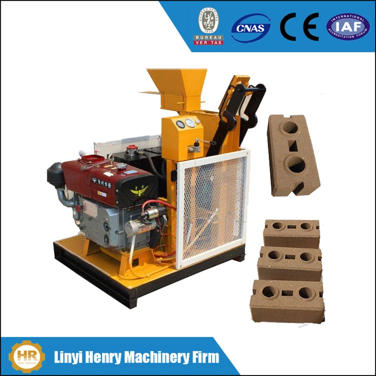 Hr1-25 Diesel Engine Power Soil Clay Cement Interlocking Brick Making Machine