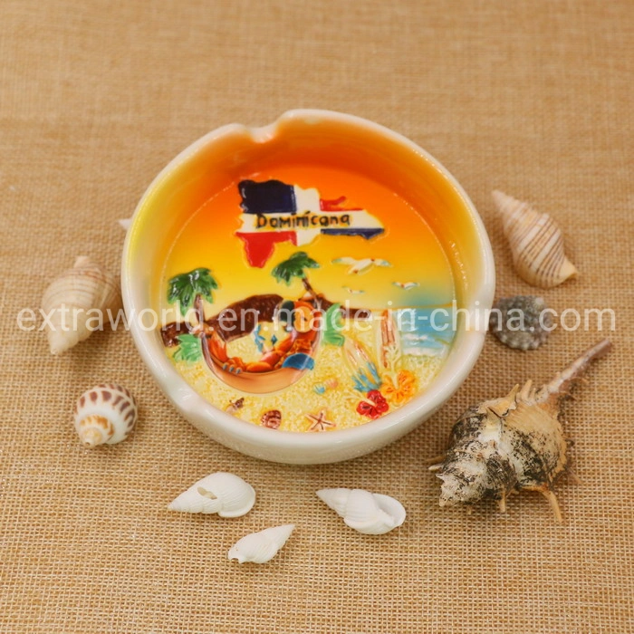 Dominicana Souvenirs 3D Embossed Ceramic Ashtray Home Decoration Promotional Gift