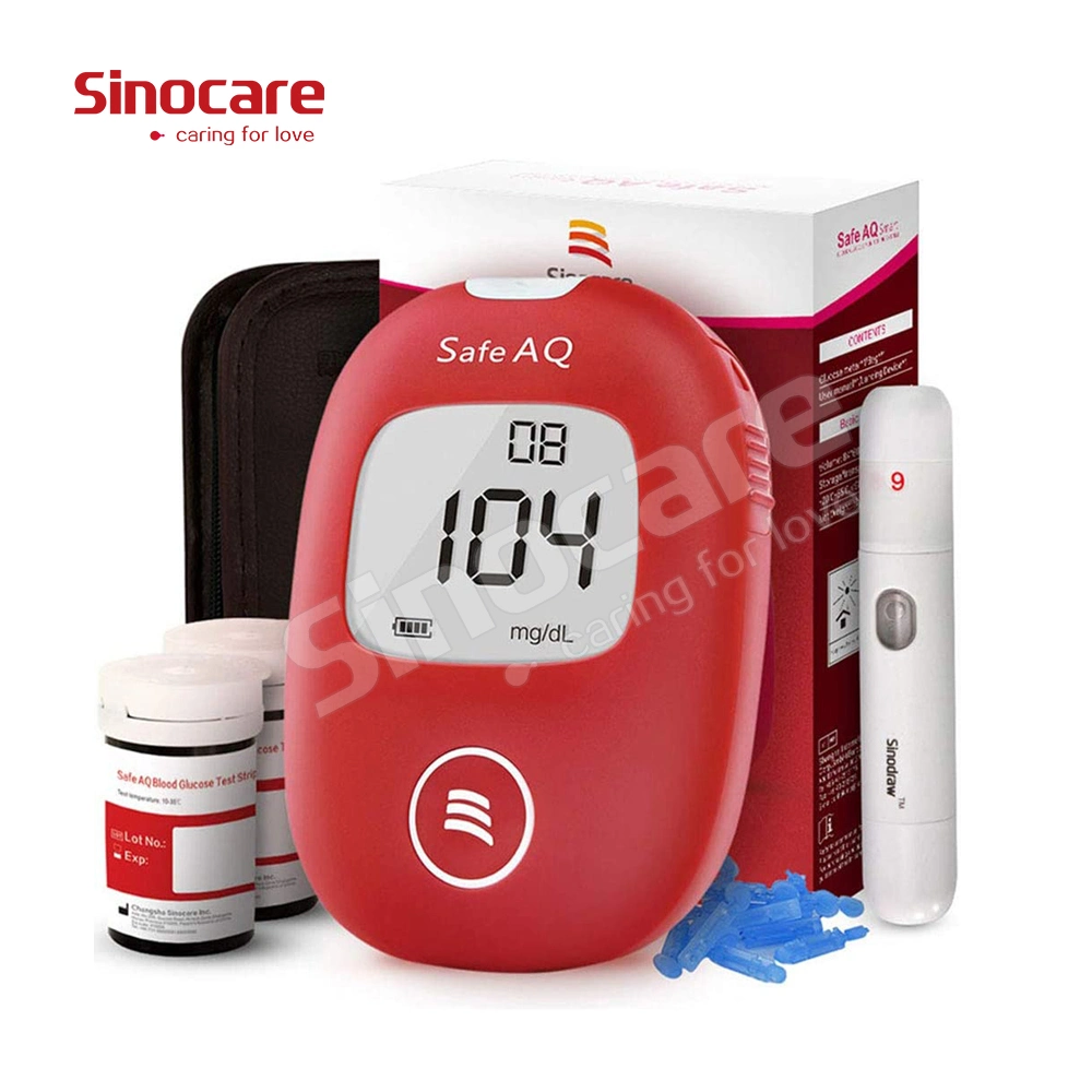Medidor de glicose Sinocare Diabetes açúcar o Kit de Teste de açúcar no sangue, medidor de glicose de açúcar no sangue com as tiras de teste Lancet