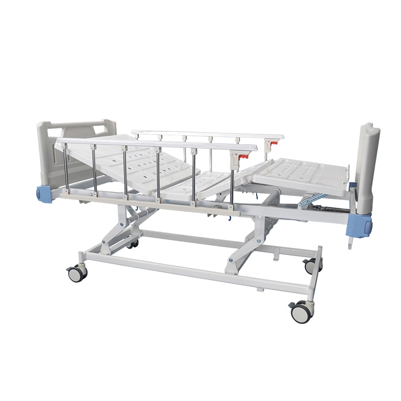 Manual de 3 funciones cama de Hospital Medical paciente la manivela cama ajustable con rieles laterales de plástico ABS