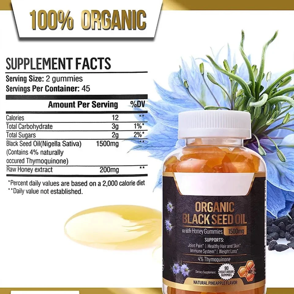 Black Seed Oil with Honey Gummies Supplements 90gammies/Bottle