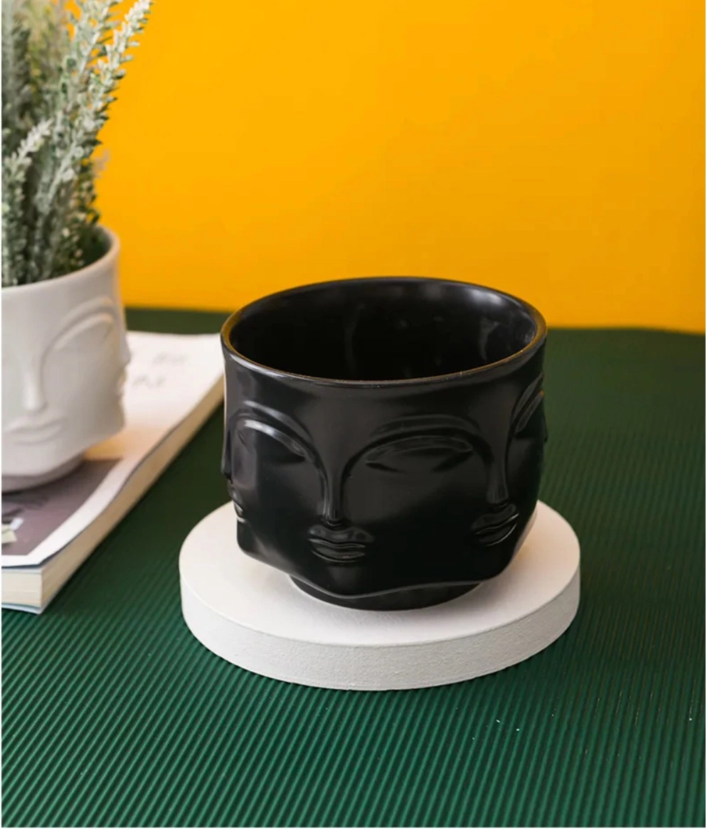 Wholesale/Supplier Fashion Nordic Decoration Crafts Muse Gold Black White Face Ceramic Vase